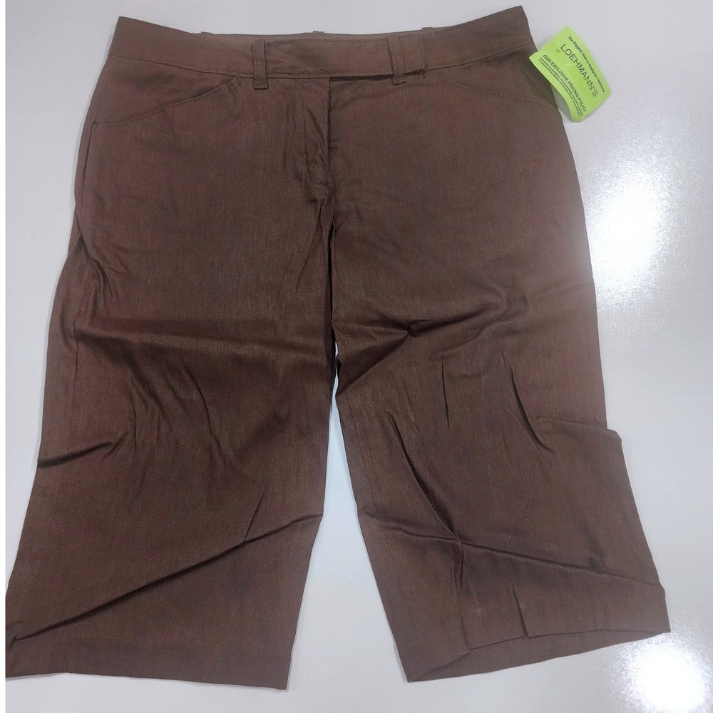 NEW‎ Max Studio Shorts Women's Size 8 Brown Linen Blend Cropped Pants wide leg